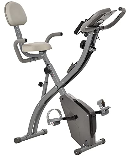 HOMCOM Vikbar träningscykel, motionscykel, hemmalöpning för vuxna, 8 nivåer av magnetiskt motstånd, handpulssensorer, multifunktionell LCD-skärm, justerbar sadel, stål, grå, silver