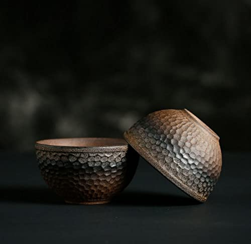 TONGYOU Taza de té japonesa hecha a mano de gres de madera de quema Master Cup cerámica Vintage Kung Fu taza de té A11
