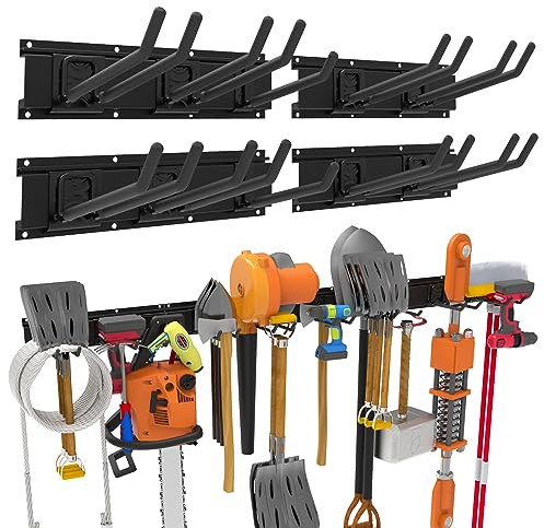Mutilife Garage Tool Organizer Wall Mount: 64 Inch Garden Yard Lawn Tool Organize with 10 Hook, Heavy Organization and Storage for Shovel Rack Ladder,Garage Storage Tool for Valentines Day Gifts