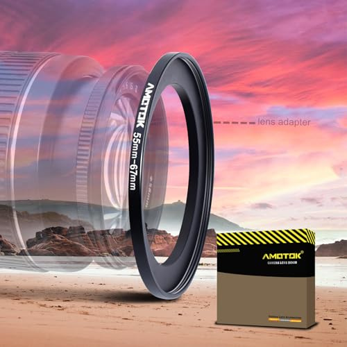 55mm Objektiv auf 67mm Kameraobjektiv-Adapter,55mm to 67mm Filter-Step-Up-Ring-Adapterring,kompatibel mit Allen 67mm Filter-Zubehör.Hergestellt aus CNC-gefrästem(55–67mm)