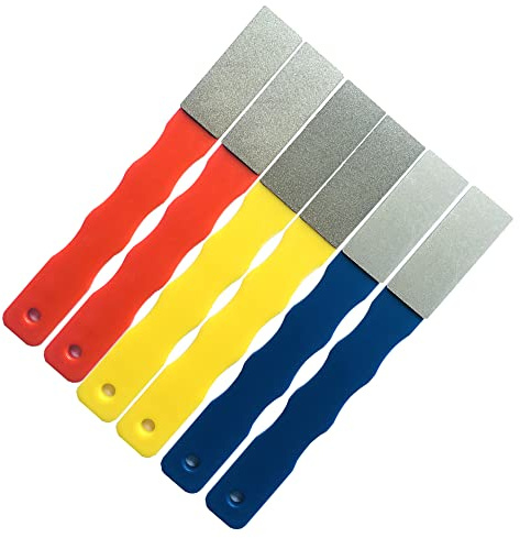 DMD Diamond Color Coded Mini Diamond Hone Kit 3Grits #220/400/600 Flat Hand File Knife Sharpener Red/Yellow/Blue - 6pcs