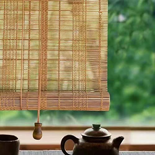 Bambusrollo Natur,Rollo Bambus Innen,Sonnenschutz Rollläden Aussenbereich,Bambus Jalousien Mit 50% Lichtfilterung,Raffrollos Für Fenster,Mit Heber,Dekorative Trennvorhänge,W×H-110x150cm/43x59in