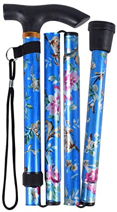 SPDYCESS Fällbara Promenadkäppar, Blommönster Aluminium Justerbar Gångrör Lätta Bärbara Resevandringsstolpar Halkfritt Handtag Alpenstock För Kvinnor Män Vandrare Seniorer