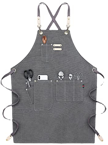 Arbeiter Werkzeug Tool Schürze Canvas Einstellbare Arbeitsschürze Mit Großen Taschen For Ingenieure Tischler Handwerker Fit For Küche, Garten, Keramik, Handwerk Werkstatt, Garage ( Color : Gray , Size