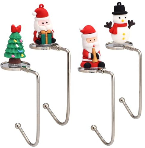 4 Stück Weihnachtsstrümpfe Halter, Kamin Anhänger Tisch Handtaschenhalter Handtaschen Halterung Antirutsch Taschenhalter für Taschen(Silber)