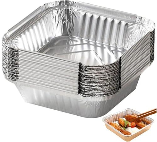 Aluminiumfolien-Tablett 50 Stück Antihaft-Luftfritteusen-Einlage Folien-Backblech hitzebeständiger Lebensmittelbehälter zum Kochen Backen