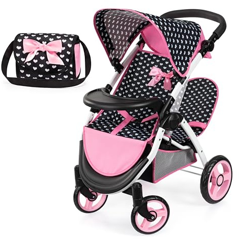 Bayer Design Cochecito de muñeca gemelas TwinStar, Altura Regulable, Bolsa