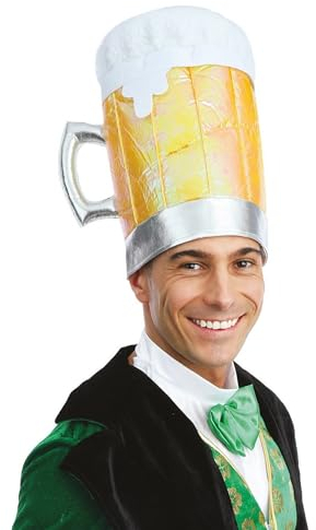 P'TIT CLOWN - 23246 - Bierhut - Perfektes Kostümzubehör für St. Patrick's Day und Oktoberfest - Erwachsene, Unisex - Polyester - Gelb, Grau
