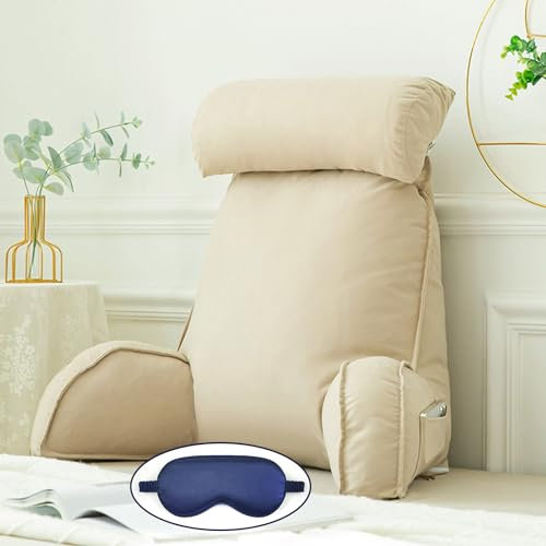 AMZZHAO Lesekissen für Bett und Sofa,Rückenkissen mit armlehnen,Ergonomisches,Ideal als Rückenstütze zum Lesen,Arbeiten,und Spielen auf dem Bett,Sofa,oder Couch