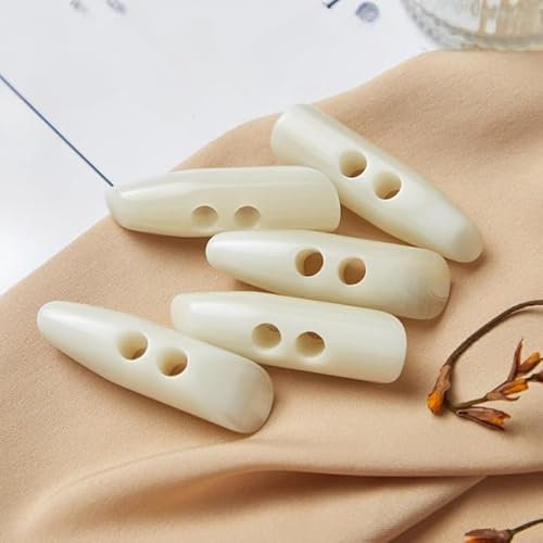 Nähknöpfe, Knopf, 20 Stück, 50 mm x 15 mm, beige Kunstharz-Knebelknöpfe for Strickjacken, Vintage-Knebelknöpfe for Stricken von Mänteln, Weißer Kaffee (Color : Beige)