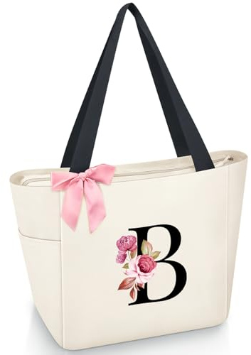 Vavabox Handtasche Damen A-Z mit Buchstabe - Geschenke für Frauen | Personalisierte Schultertasche mit Reissverschluss für Arbeit Uni Schule, Geburtstagsgeschenk für Freundin Braut Mädchen