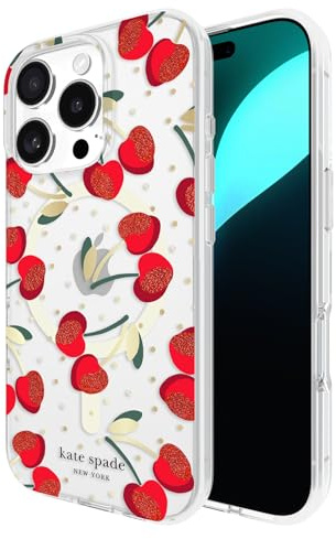 Kate Spade New York iPhone 16 Pro Case - Cherry Dot Gems | Compatible with MagSafe - Lightweight Designer Case for iPhone 16 Pro with Anti-Scratch Coating and Cherry Dot Design