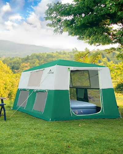 CORANI Aufblasbare Zelte für Camping, tragbares Luftzelt für 4/6/8 Personen, wasserdicht, winddicht, einfach aufzubauen, großes Familienzelt mit 2 Türen, 6 Fenstern, Moskitonutz, 30 x 2,7 x 1,8 m