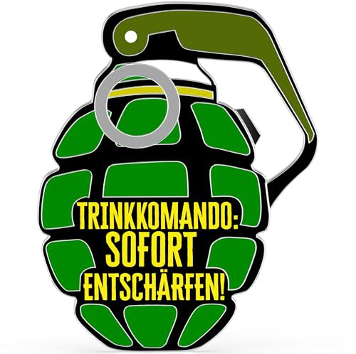 LANOLU Flaschenöffner TRINKGRANATE - Geschenke für Soldaten, Bundeswehr Geschenke, Bieröffner Pistole, Kühlschrankmagnet Bier, Bieröffner Geschenk, Biertrinker Geschenk