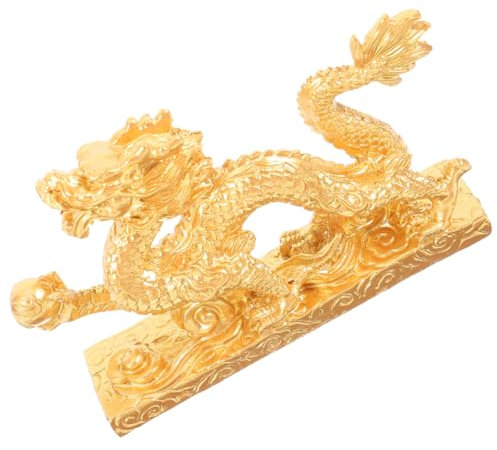 Garneck Chinesische Drachenfigur Aus Holz Für Das Jahr des Drachen 2024 – Feng Shui Drache Als Glücksbringer Und Deko-Element Für Zuhause Und Büro - Symbolisiert Reichtum Und Wohlstand