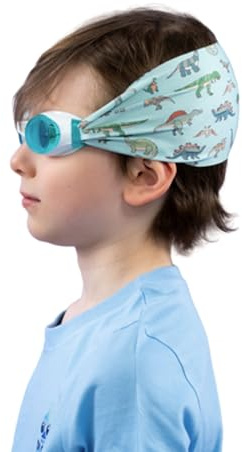 Lunette piscine WATERPLOPS - Lunette natation bandeau piscine oreille enfant, ne tire pas les cheveux [ Lunettes piscine enfants & adultes ] (Dinosaures, Enfant)