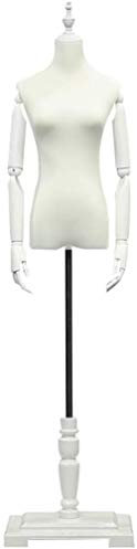 SHANYAYALI Weibliche Schaufensterpuppe, Torso, Körperform, verstellbarer Ständer mit Holzsockel, für Kleidung, Schmuck, Ausstellungsmodell (Weiß, S)