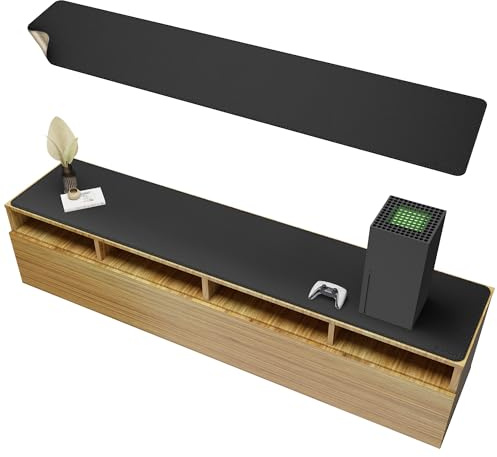 Chihein 190 x 40cm Schreibtischunterlage aus Kork und PU-Leder (schwarz) – Riesiges Mauspad, doppelseitiger, wasserfester Schreibtischunterlage-Schutz für Gaming, Büro und Zuhause