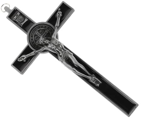 MUELODSIC Kreuzdekoration Vintage Kreuze Wandkreuz Dekorative Kruzifixe Jesus Rustikale Wanddekoration Kreuzstatue Zinklegierung Schwarz