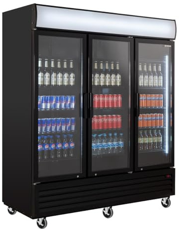 GastroHero Getränkekühlschrank ECO 1500 mit Klapptüren und Leuchtaufsatz Gastronomiebedarf