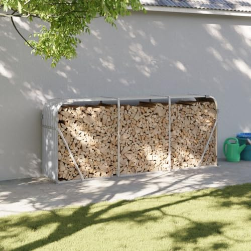 Étagère à bois de chauffage en métal robuste – Support de bûches en acier galvanisé pour rangement intérieur/extérieur, empilage de bois de chauffage, durable et efficace