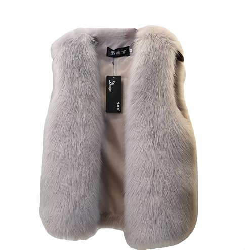 Proumhang Gilet Donna,Giubbotto senza Maniche in Pelliccia Sintetica,Imbottito Invernale,Caldo ed Elegante per Autunno Inverno,Giaccone Trapuntato a Coste Grigio M
