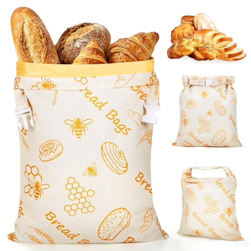 2 Stück Brotbeutel Bienenwachs, 43 * 31CM Brotbeutel Aufbewahrung Frischhalten, Wiederverwendbare Brotbeutel Aufbewahren für Selbstgebackenes Brot und Backwaren,Bienenwachs & Leinen