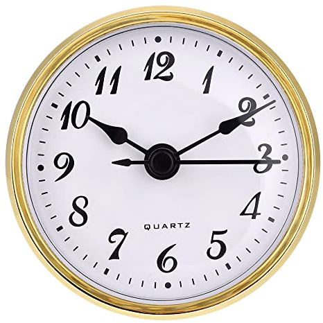 Hicarer 2.8 Inch/ 70 mm Quartz Clock Insert, Gold Trim, Arabic Numeral, Quartz Movement (Gold Trim)