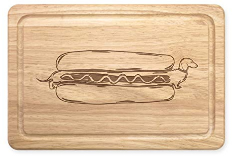 Hot Dog Dackel Rechteckig Holz Schneidebrett