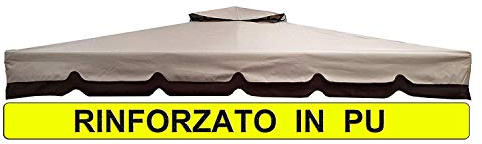 MICHELE SOGARI Telo Ricambio Rinforzato in PU Copertura Gazebo 3X4 250 gr Ricambio Camino Antivento Antipioggia in Poliuretano