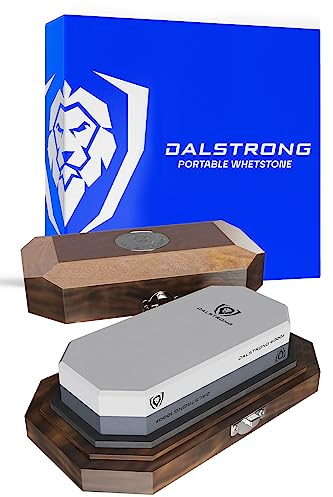 DALSTRONG - Premium Portable Whetstone Set - #1000/#6000 Grit Combo Stone - Oak Storage & Carrying Box- Top-Grade Corundum - Thick - Ultra-Durable