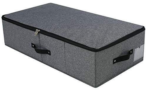 iwill CREATE PRO 75 x 38 x 18 cm, Hard Storage Box for Clothes Under The Bed, Foldable and Washable, Zipper Protector, Grey Black