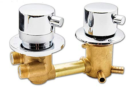 UUMFP Mitigeur Thermostatique Douche, vanne de dérivation de Salle de Bains Intubate 2/3/4 Voies, Robinet à Thermostatique Double exposé en Laiton, Robinet Chaud et Froid Mural (Size : 2 Out 10cm)