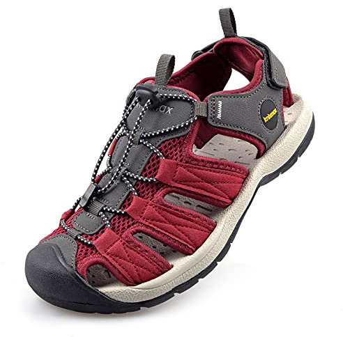 Knixmax Sandali Sportivi Estivi Donna Traspirante All'aperto Antiscivolo Escursionismo Scarpe da Trekking Passeggiata Arrampicata Rosso EU40