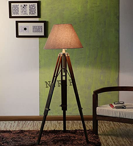 Trépied réglable vintage nautique trépied lampe studio lumière support en bois décoration salon (sans ombre) 152,4 cm