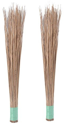 ROTZ Floor Cleaning Natural Coconut Grass Broom Sticks (Set of 2)