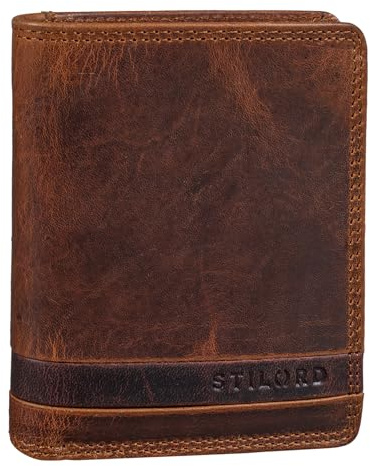 STILORD Sander Mini Geldbörse Herren Leder Portemonnaie RFID Schutz Kleine Brieftasche mit Münzfach Vintage Geldbeutel Slim aus echtem Leder Farbe:Kara - Cognac