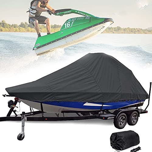 YILEFU Bootsabdeckung Abdeckplane für Boote Wasserdicht & Atmungsaktiv 600D Oxfordgewebe Winterfest & Winddicht Abdeckhaube für Yachten,Motor,Ruder- & Segelboote,Black-21-24FT:732 * 300cm