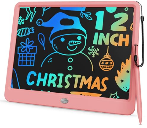 TEKFUN Maltafel Zaubertafel 12 Zoll, Lcd Schreibtafel Kinder Spielzeug ab 3 4 5 6 7 8 Jahre alt Junge Mädchen, Umweltfreundlich Heller Bunten Schrift Pad Lernspielzeug