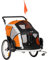 PawHut Dog Bike Trailer 2-in-1 Pet Stroller for Large Dogs Cart Foldable Bicycle Carrier Aluminium Frame with Safety Leash Hitch Coupler Reflector Flag Orange