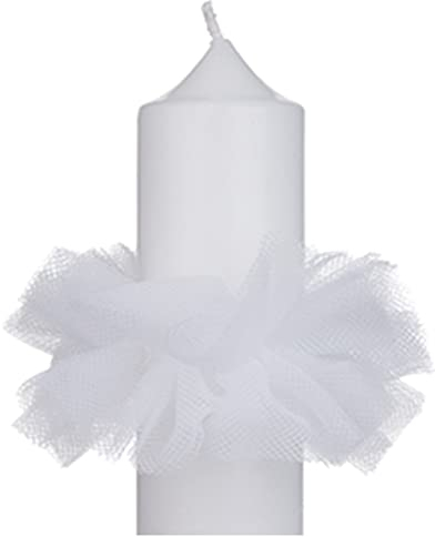 FRITZ COX Attrape-gouttes pour bougies Blanc | 4 cm | Communion, Baptême, Mariage (Tulle) | Sans Parfum