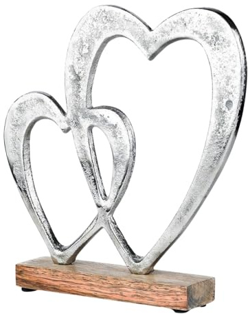 Herz Dekoaufsteller Amour Motiv 10 edel aus Aluminium in Silber 20 cm
