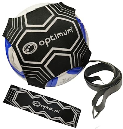 Optimum Allenatore di calcio da calcio, per esercitarsi a mani libere, attrezzatura da allenamento regolabile per palloni da 3, 4 e 5 con chiusura regolabile per una vestibilità sicura