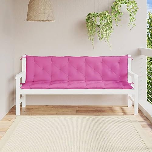 LAPOOH Bankauflagen 2 STK Sitzkissen Bank, Bankkissen, Sitzauflage Bank, Gartenbankauflage, Bench Cushion, Gartenbank-Auflage, Sitzpolster Outdoor, Rosa 180x50x7 cm Stoff