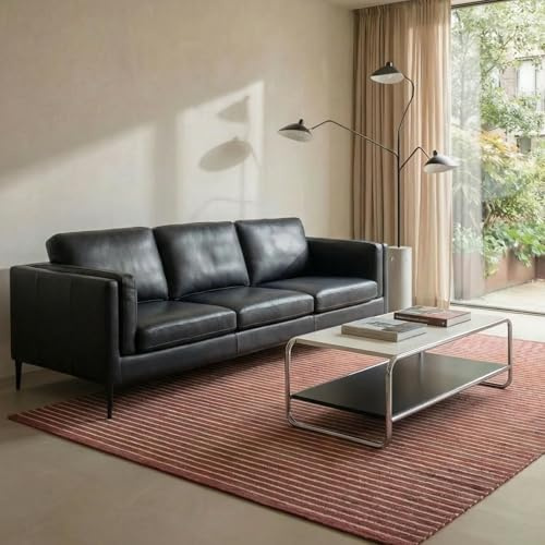 Furnhouse Valencia Ledersofa 3-Sitzer | 100% Echtleder Taschenfederkern Schwarz – Skandinavisches Design Modern