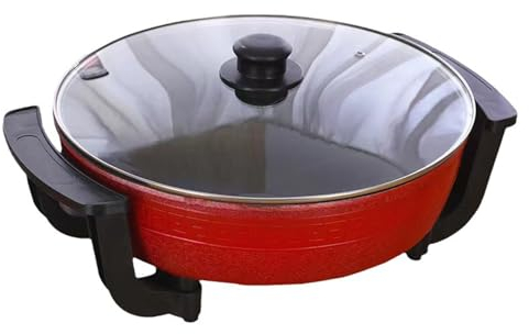 BURLOE Electric Hot Pot, Twin Shabu Induction Dutch Oven Soup Pot Cookware Non Stick Cooking Pot Chinese Shabu Induction Dutch Pot Cookware,Red