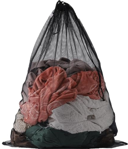 Kimmama Heavy Duty Coarse Mesh Drawsting Laundry Bag, 24'' x 36'' Super Sturdy Draw String Bag,Jumbo Net Cord Bag for Factories,College,Dorm,Travel,Outdoor,Storage