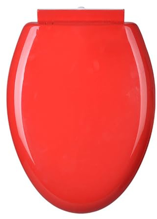 Brigtviee WC-Sitz, Toilet Seat Hygienischer Toilettensitz Mit Absenkautomatik, Stabiler WC-Deckel Bis 350 Kg Belastbar, Mit Fix-Clip Befestigung, Aus Antibakteriellem Duroplast,Rot