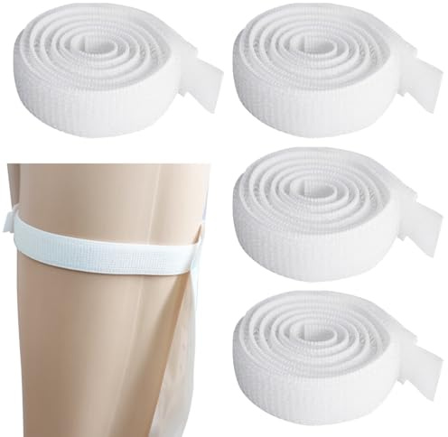 4 Pcs Leg Bag Straps,Catheter Leg Bag Straps,Comfortable Catheter Leg Bag Holder Support,Urine Drainage Bag Strap,Nylon Velcro Straps Catheter Night Bag Stand for Incontinence Urine Bag(White)