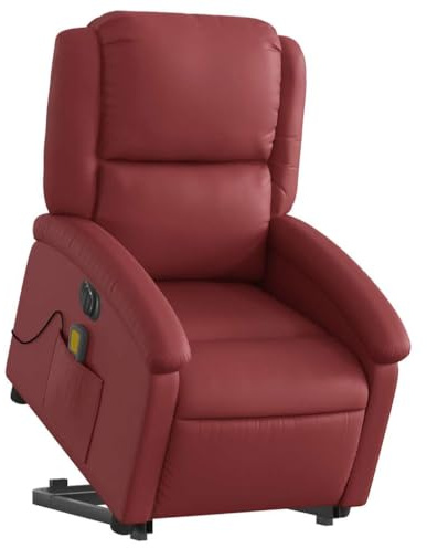vidaXL Massagesessel mit Aufstehhilfe Elektrisch Weinrot Kunstleder